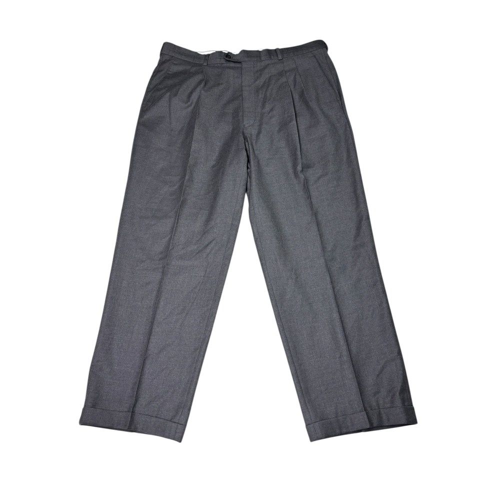 Principe Italy Made 38x29‎ Gray Wool Cashmere Flannel Pleated Cuffed Dress Pants